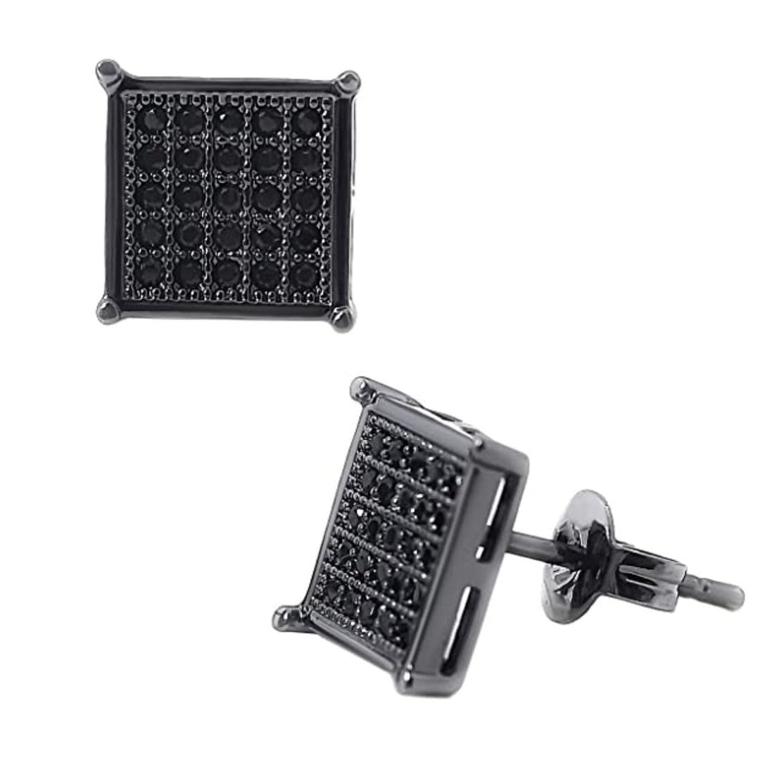 Tarsus Hypoallergenic Black Square Men Earrings - Gold Nation Store