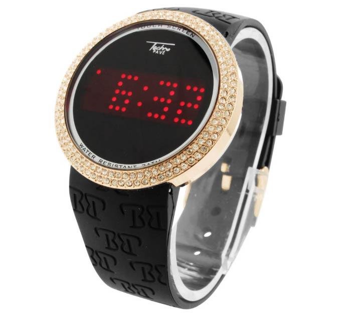Techno Pave Iced Diamond Gold/Black Watches - Gold Nation Store