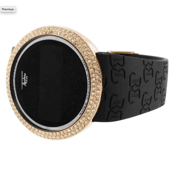Techno Pave Iced Diamond Gold/Black Watches - Gold Nation Store