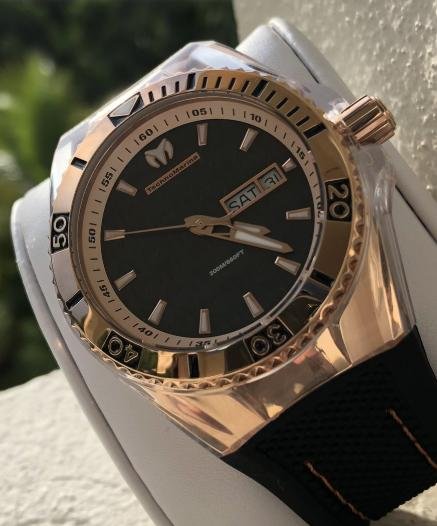 45mm Technomarine Monogram Swiss Tornasol Carbon Bealt Watches - Gold Nation Store