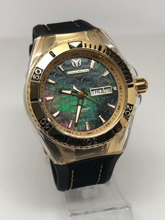 45mm Technomarine Monogram Swiss Tornasol Carbon Bealt Watches - Gold Nation Store