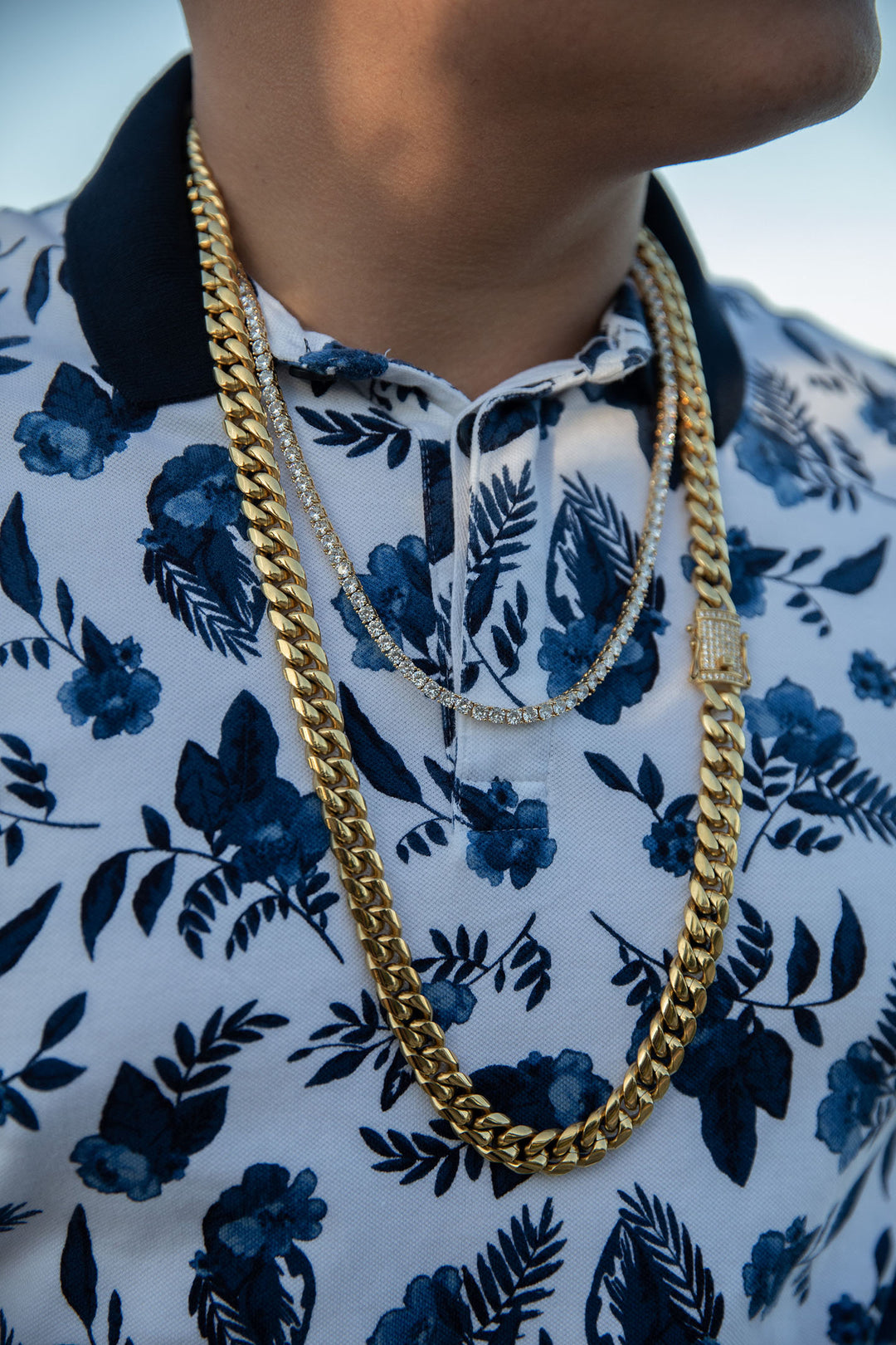 14mm Miami Cuban Link Diamond Lock Necklaces Jewelry Set - Gold Nation Store